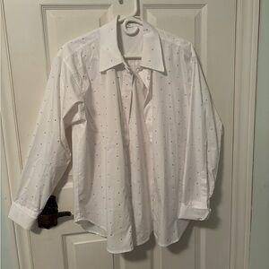 White Rhinestone Dress Shirt